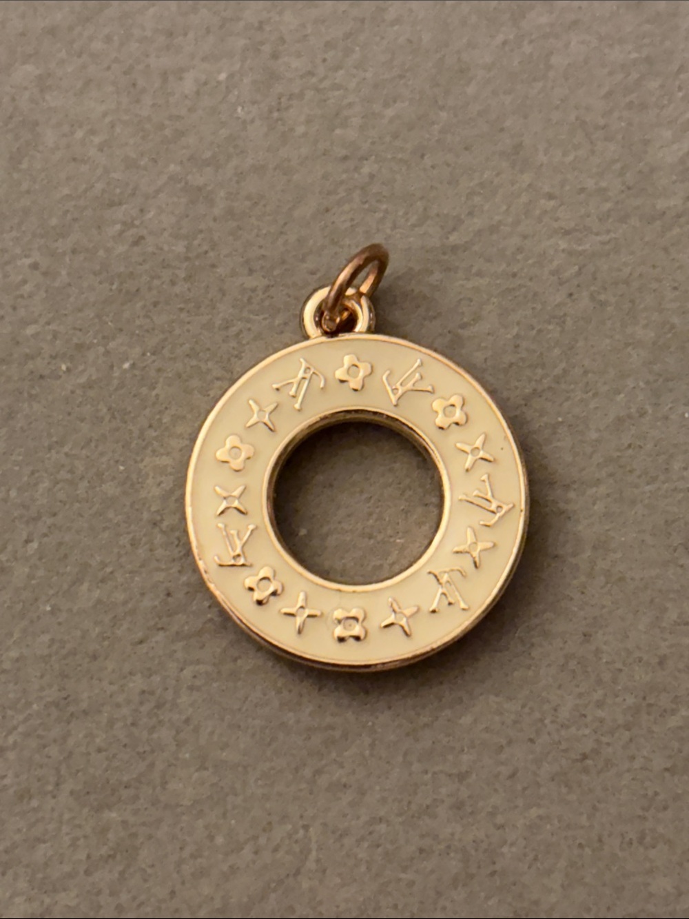 Gold and Cream Circular Monogram Pendant